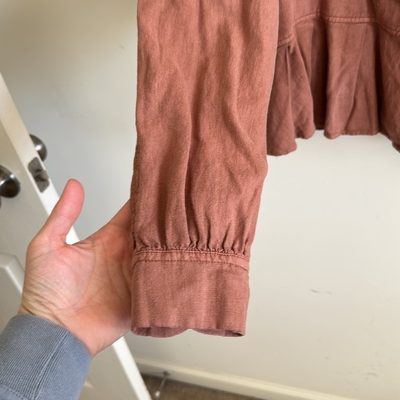 Free People linen blend Joani lightweight boho Jacket size large - Picture 6 of 11